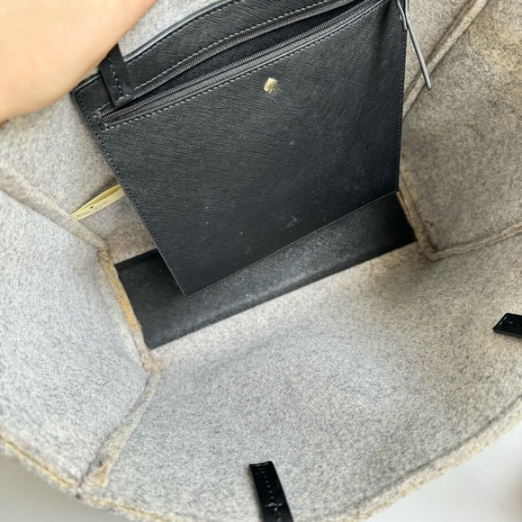 Kate Spade Nouveau York Tote Bag Hallie Gray Wool Felt Purse New York Bag Charm - Picture 10 of 12